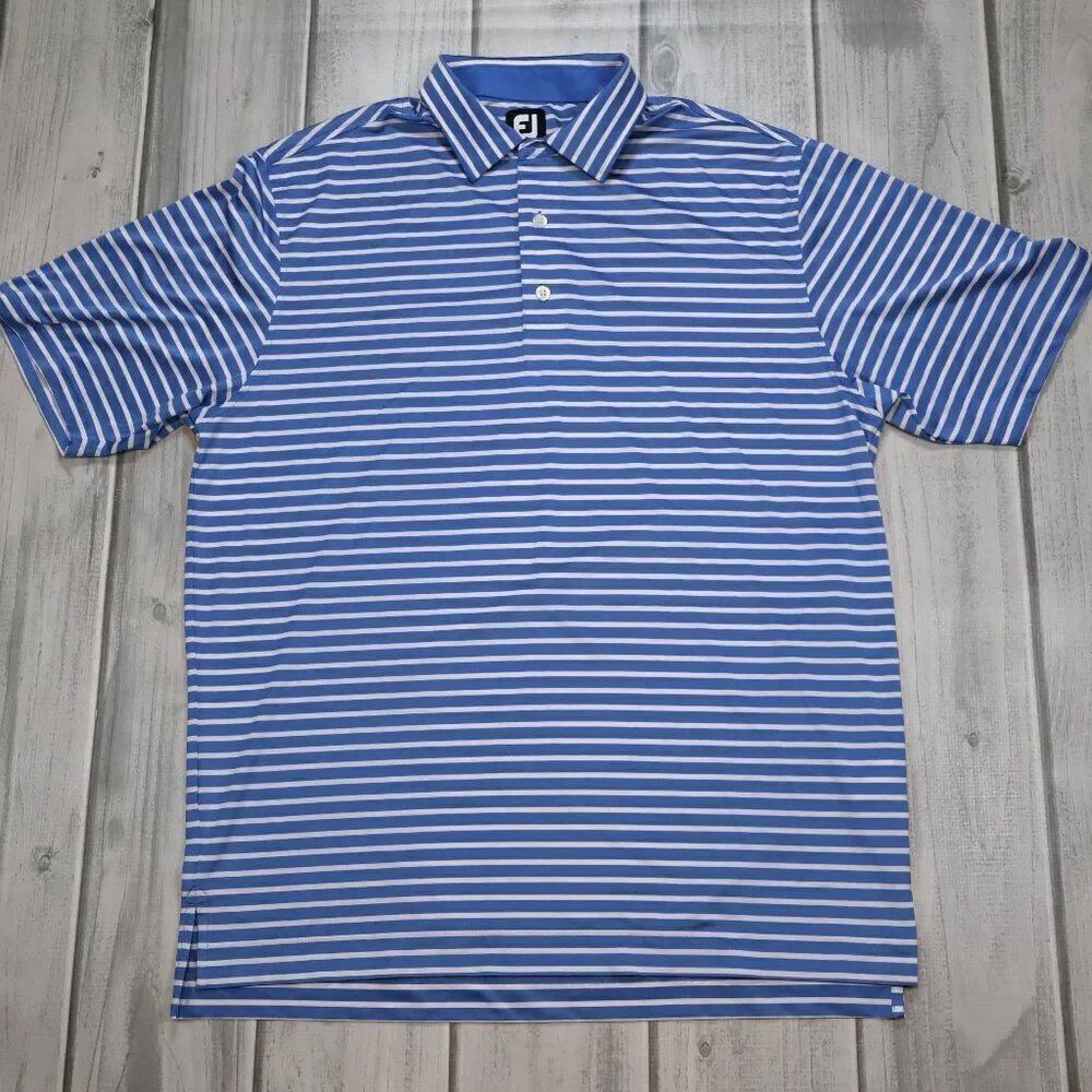 Mens FootJoy ProDry 2 Color Stripe Lisle Self Collar Polo